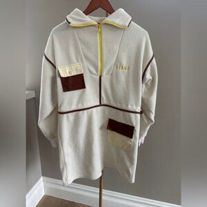 STAUD Timber Fleece Sweatshirt Dress – Medium Cozy Quarter-Zip Designer Loungewe